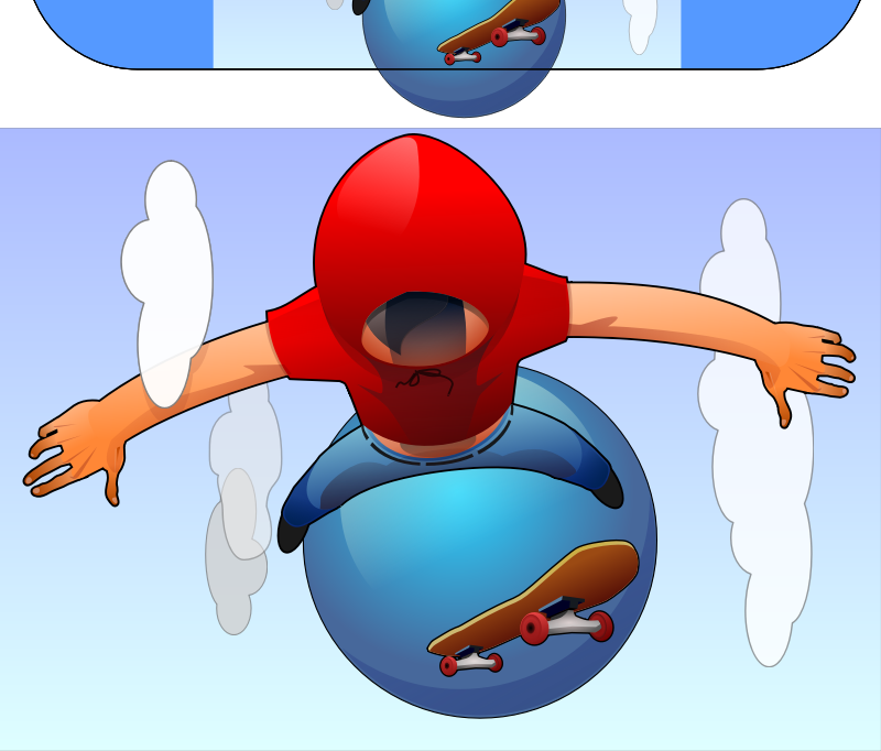 A kidflying with a skateboard