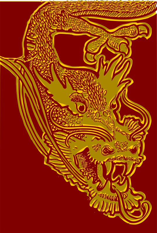 Chinese Dragon Head - red & yellow