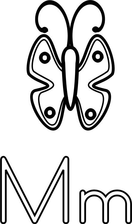 letra M de mariposa