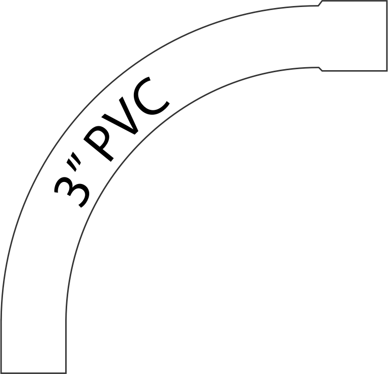 90 Degree 3" PVC Right