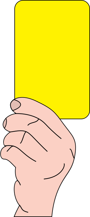 Referee showing yellow card