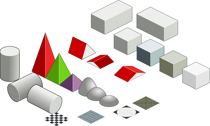 Set of basic isometric figures