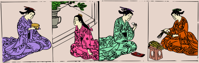 Four Kimono Ladies - Careful Colour