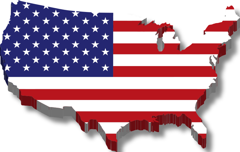 America Map Flag w/ Drop Shadow