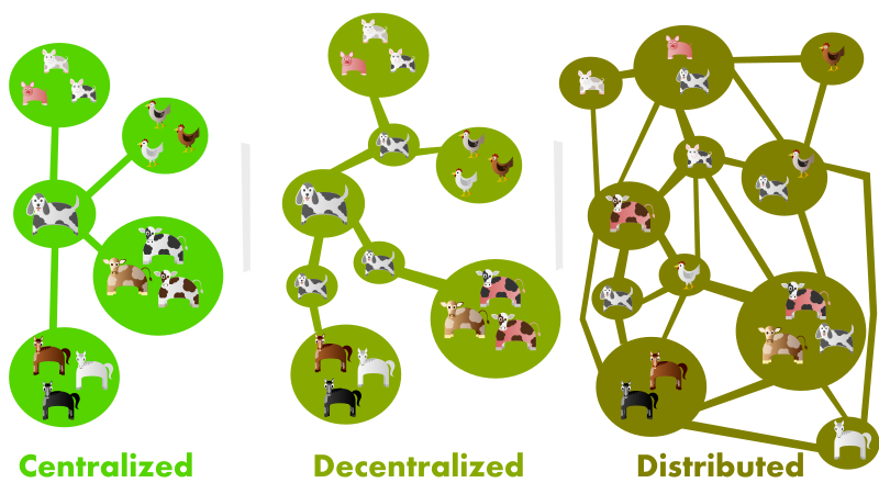 centralized, decentralized and distributed networks