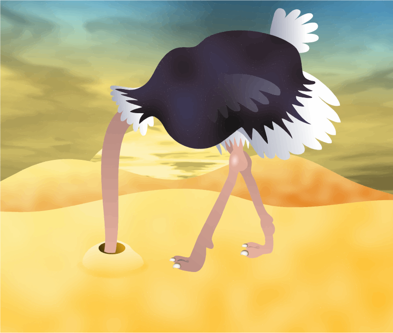 Cartoon Ostrich With Head In Sand