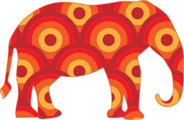 Retro Circles Elephant