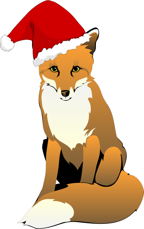 Fox Wearing Santa Hat