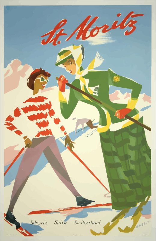 Vintage Travel Poster St Moritz Switzerland
