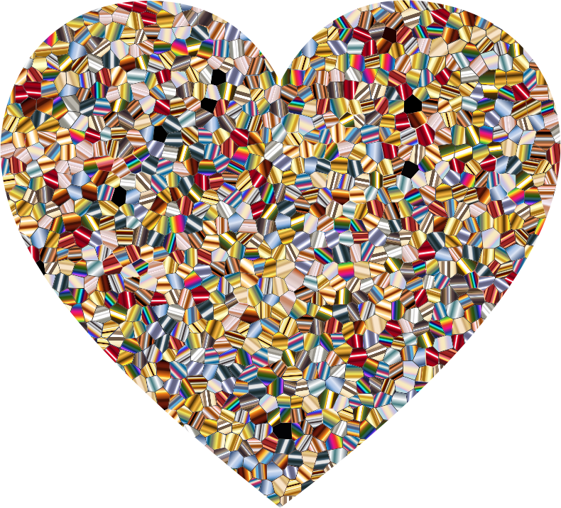 Shimmering Iridescent Mosaic Tiles 2 Heart