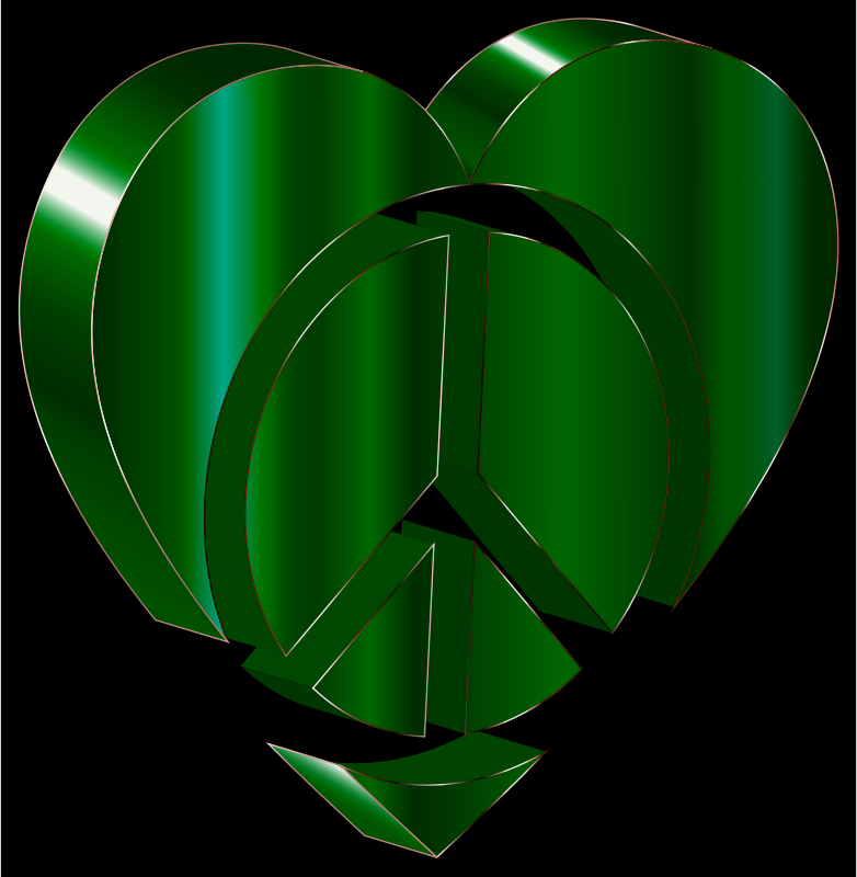 3D Peace Heart Emerald
