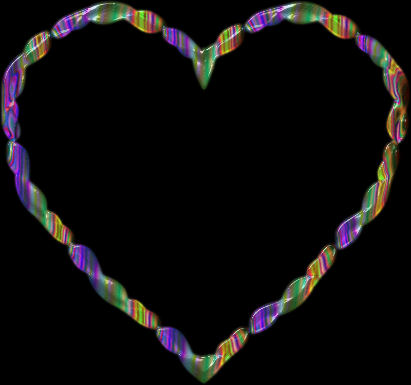 Rainbow Line Art Heart 3