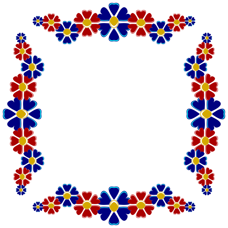 Red And Blue Floral Frame