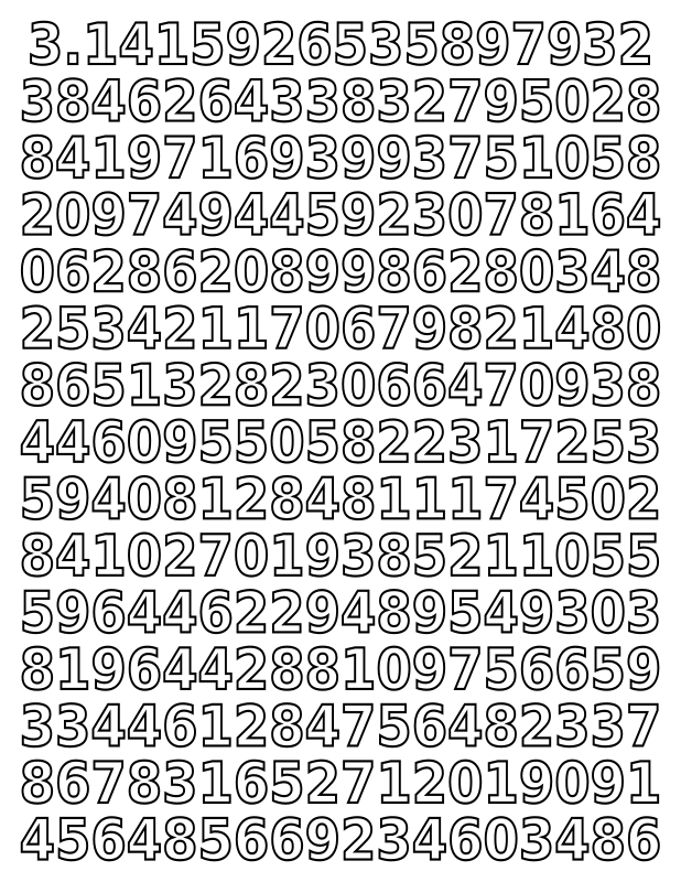 Coloring page - pi day digits of pi small