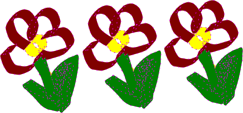 three red flowers