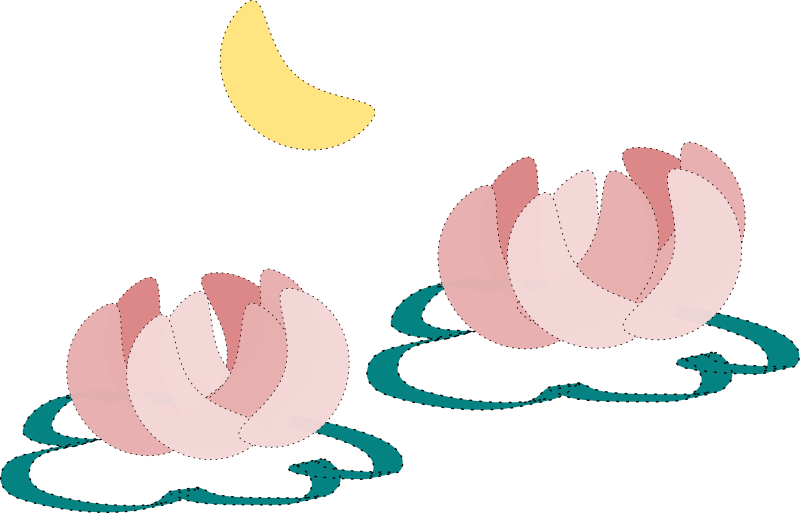 water lily and moon