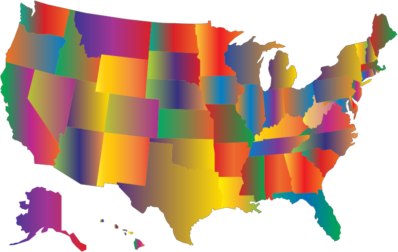 MultiColored Blended United States Map