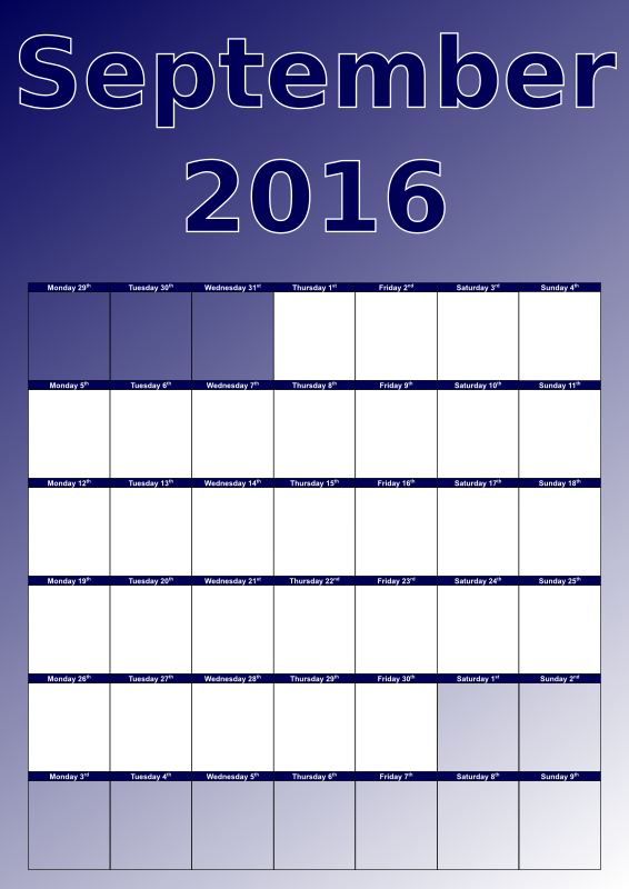 September calendar