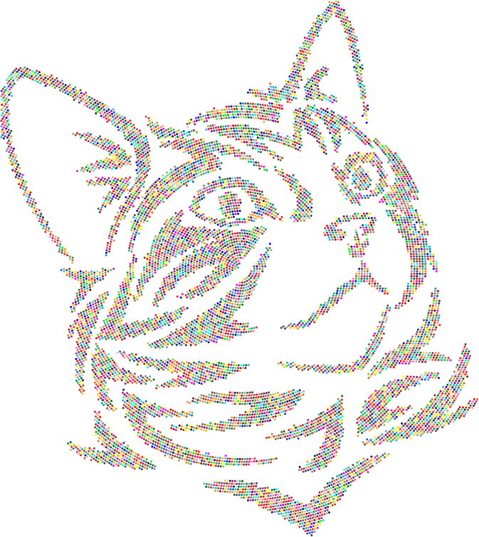 Tribal Kitten Colorful Dots No Background