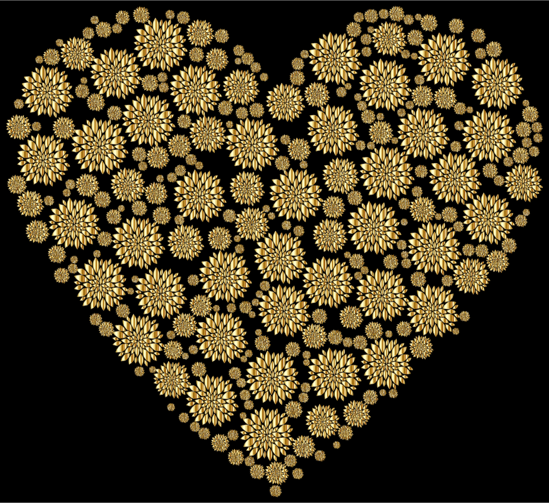 Gold Petals Heart With Background