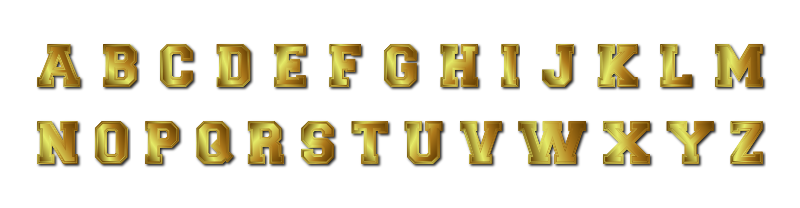 Bronze Alphabet With Drop Shadow