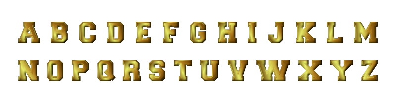 Bronze Alphabet With Inner Shadow