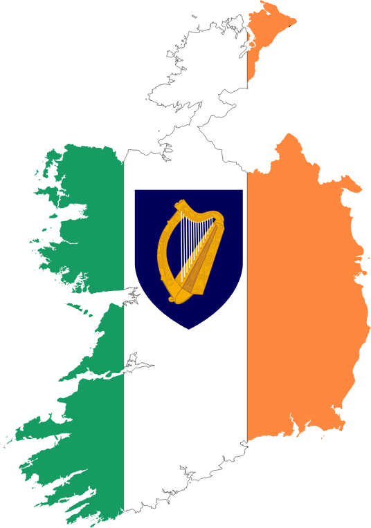 Republic Of Ireland Map Flag With Coat Of Arms