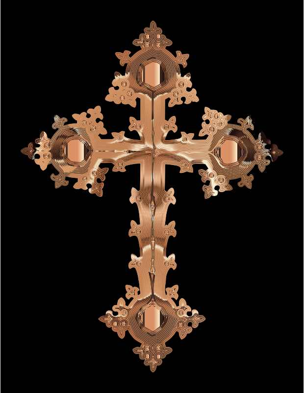 Polished Copper Ornate Cross