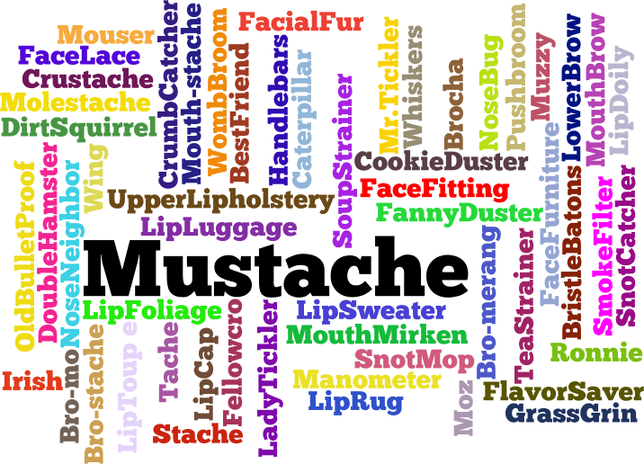 Colorful Mustache Word Cloud