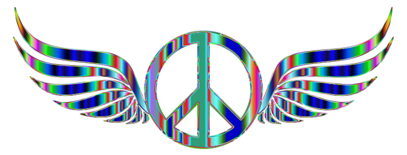 Gold Peace Sign Wings Psychedelic 2 No Background