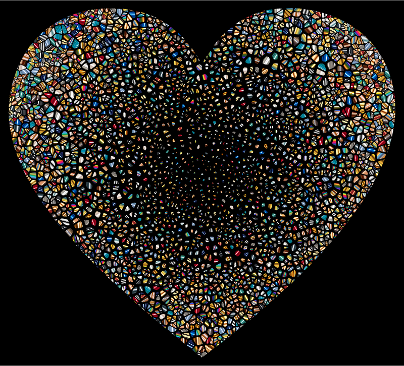 Psychedelic Shattered Tiled Heart