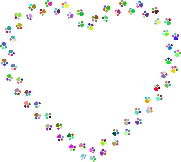 Colorful Paw Prints Heart Mark II