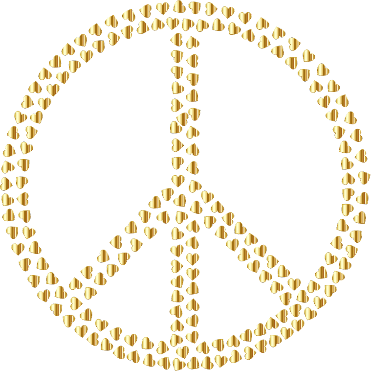 Gold Peace Hearts