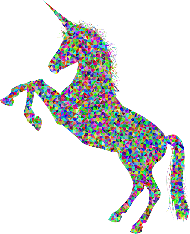 Low Poly Prismatic Unicorn Silhouette High Detail