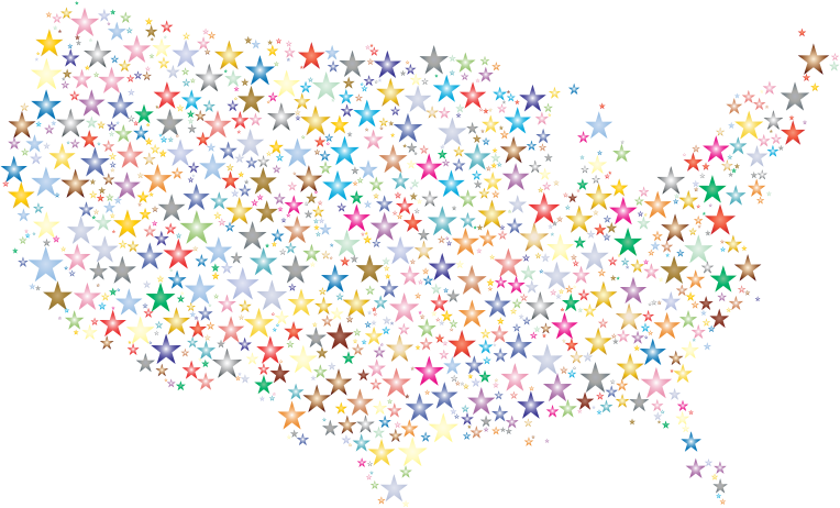United States Map Prismatic Stars 3