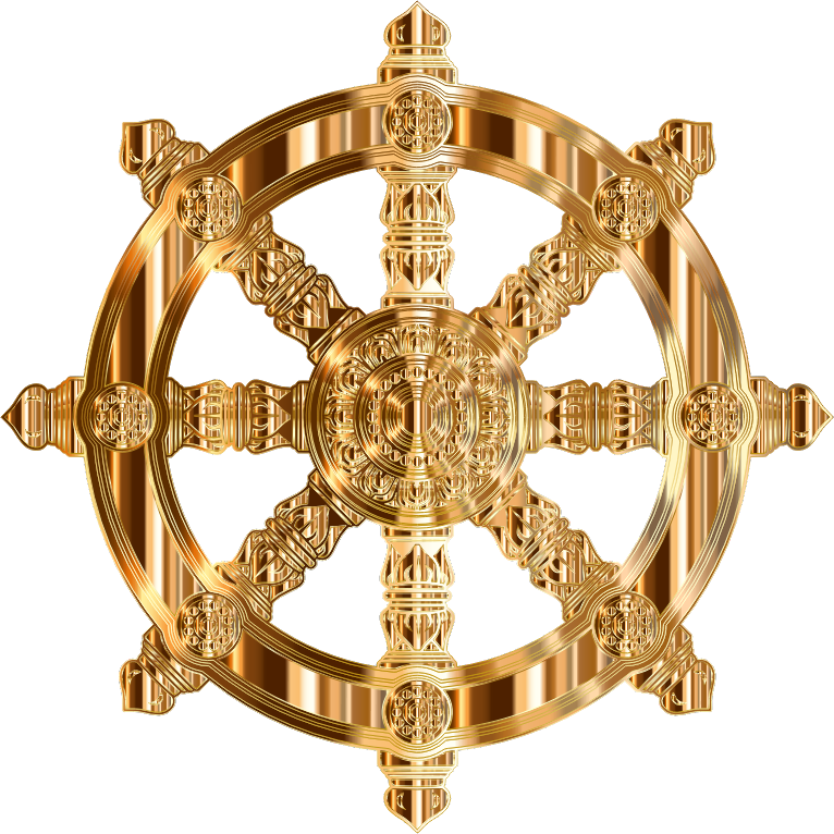 Polished Copper Ornate Dharma Wheel