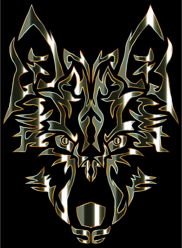 Polished Obsidian Symmetric Tribal Wolf