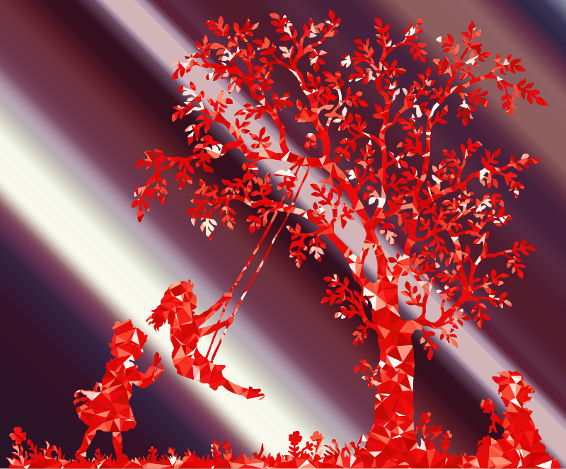Shafts Of Light Forest Ruby 3 Girls Playing Vintage Silhouette
