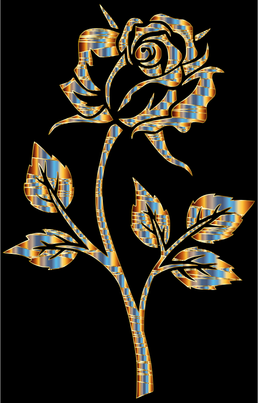 Chromatic Gold Rose Silhouette