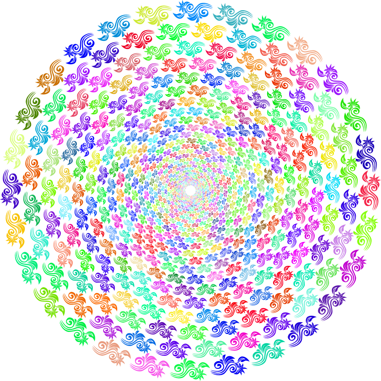 Prismatic Floral Motif Silhouette Vortex No Background