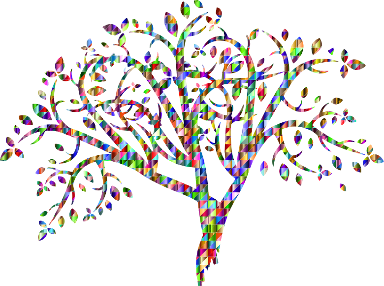 Chromatic Triangular Abstract Tree Silhouette