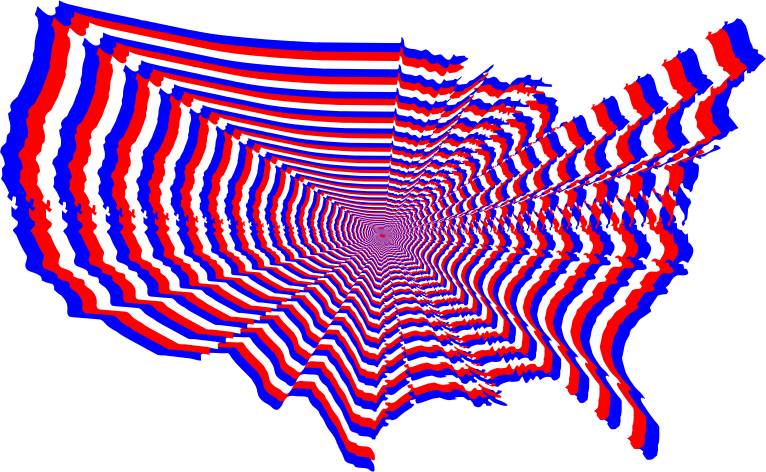 Red White And Blue US Map Outline Zoom