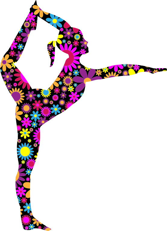 Floral Stretching Ballerina Silhouette