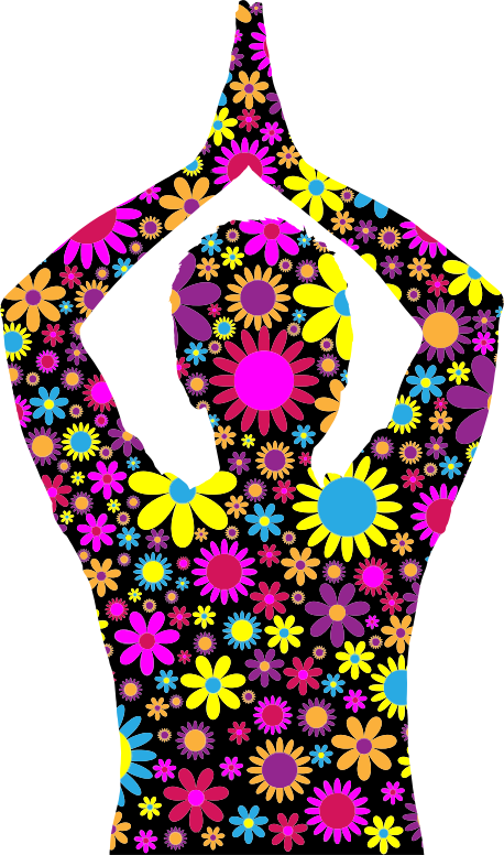 Floral Female Yoga Pose Silhouette 2