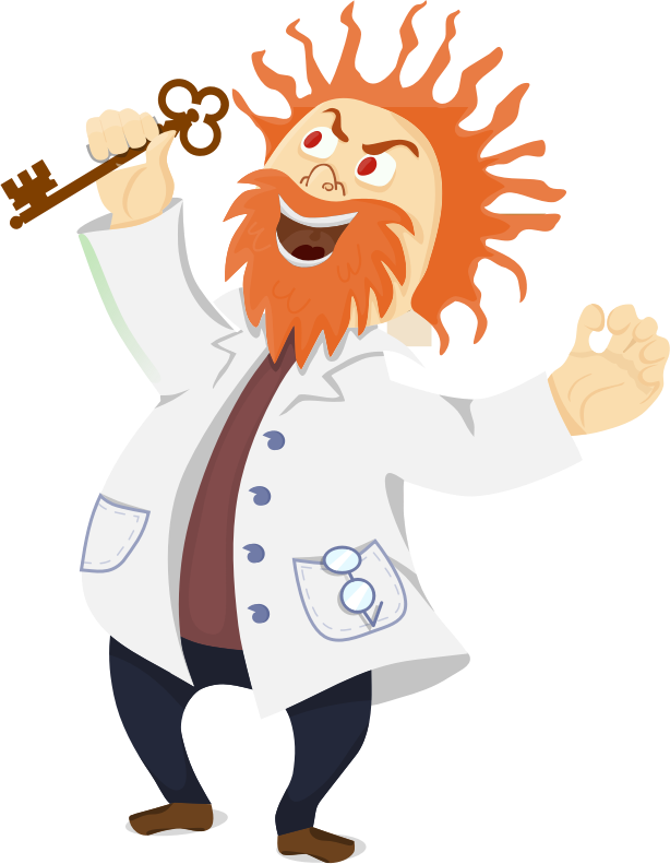 Mad scientist with a key