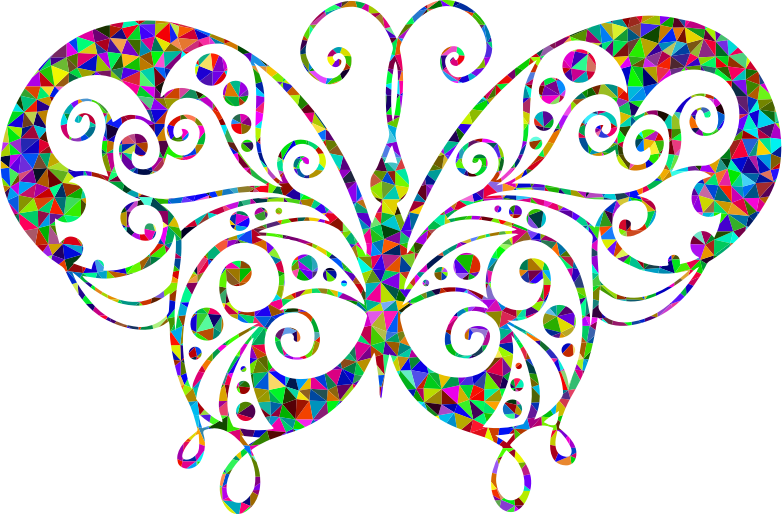 Low Poly Prismatic Flourish Butterfly Silhouette