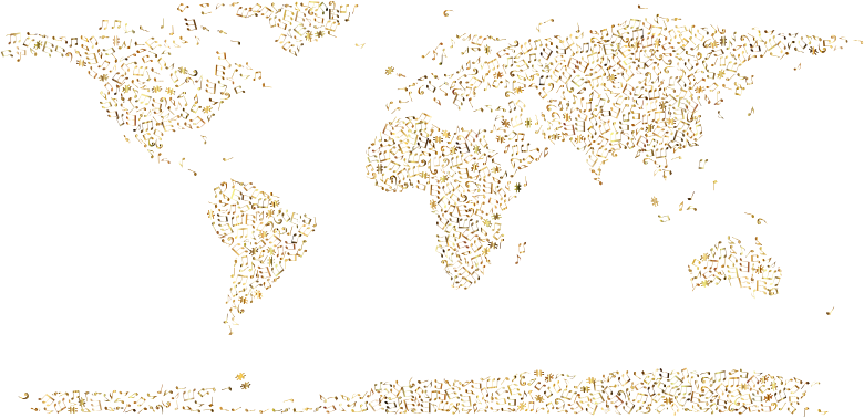 Gold Musical World Map No Background