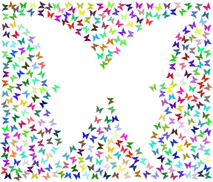 Prismatic Negative Space Butterflies No Background
