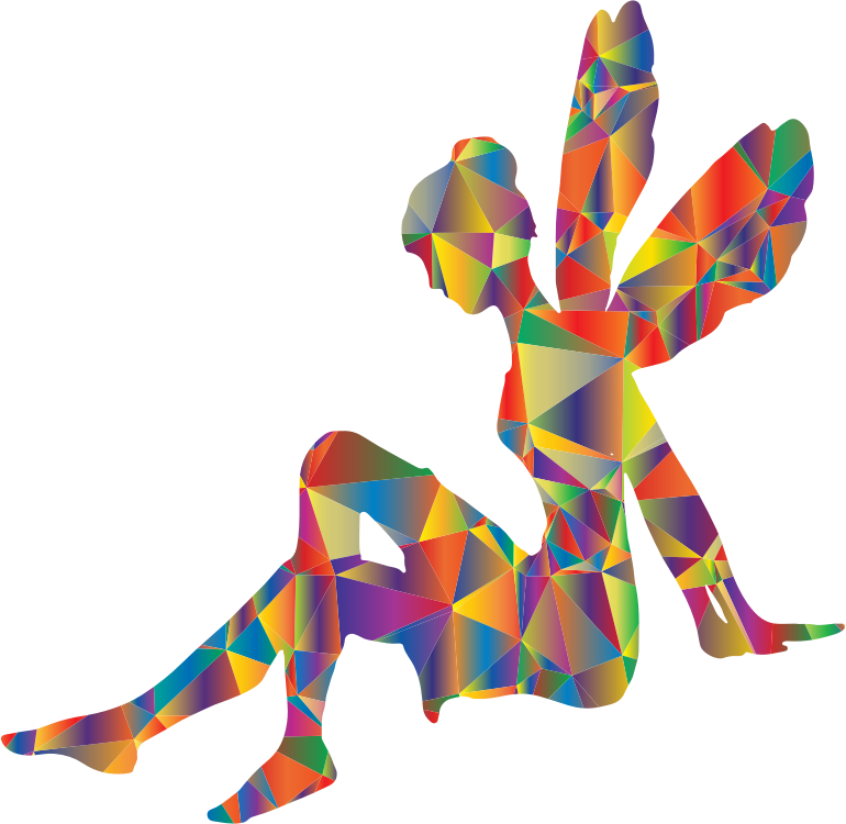 Low Poly Prismatic Psychedelic Female Fairy Relaxing