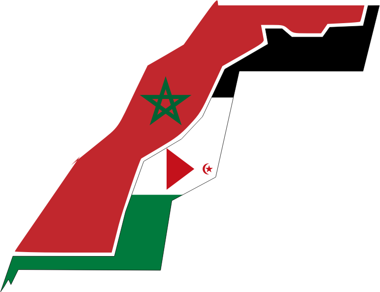Western Sahara Flag Map With Stroke